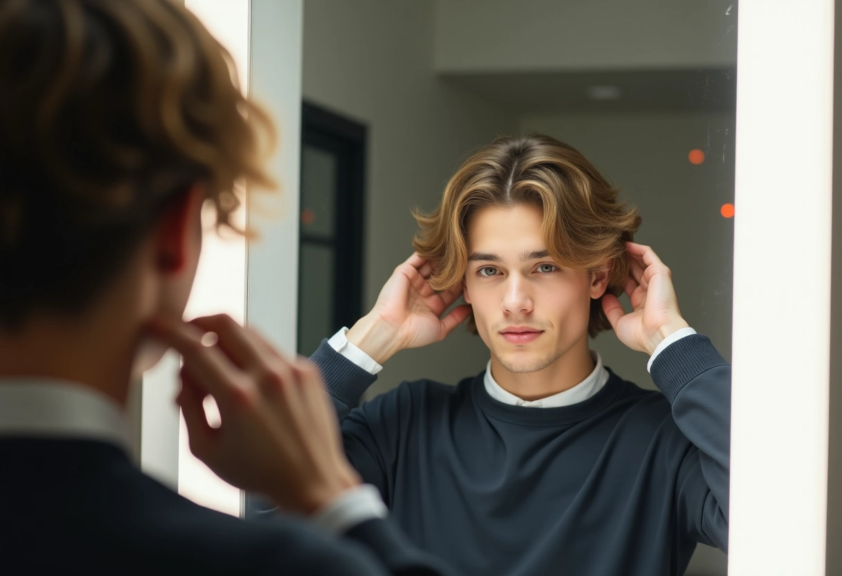 coupe de cheveux mi-longue dégradée pour homme